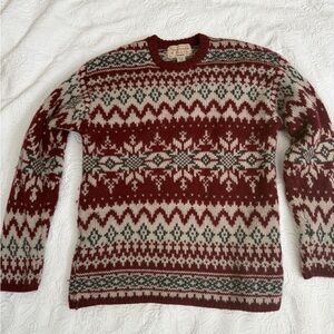 Abercrombie & Fitch Burgundy and Cream Fair Isle Sweater